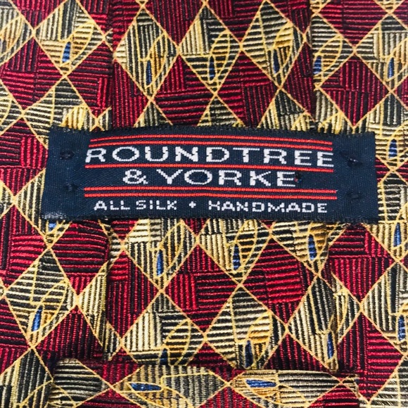 Roundtree & Yorke Hand Sewn 100% Silk Tie - Picture 3 of 3